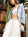 POL Clothing Inc Denim Lace Zippered Jacket w/ Hood By: POL