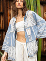 POL Clothing Inc Denim Lace Zippered Jacket w/ Hood By: POL