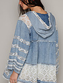 POL Clothing Inc Denim Lace Zippered Jacket w/ Hood By: POL