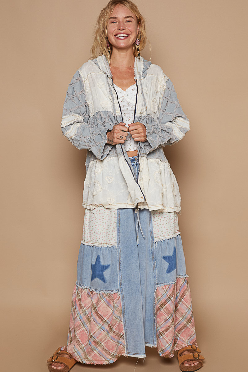 POL Clothing Inc Tiered Ruffle Jacket w/ Hood By: POL