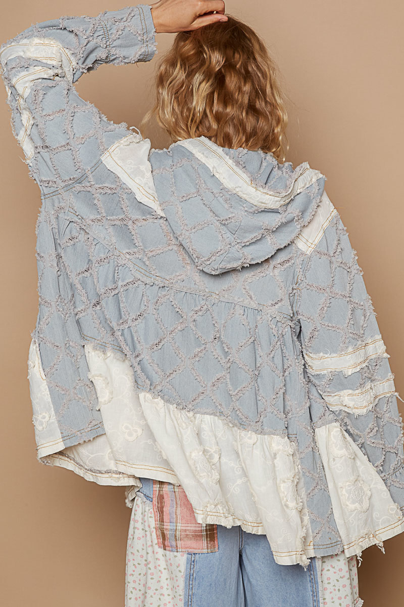 POL Clothing Inc Tiered Ruffle Jacket w/ Hood By: POL