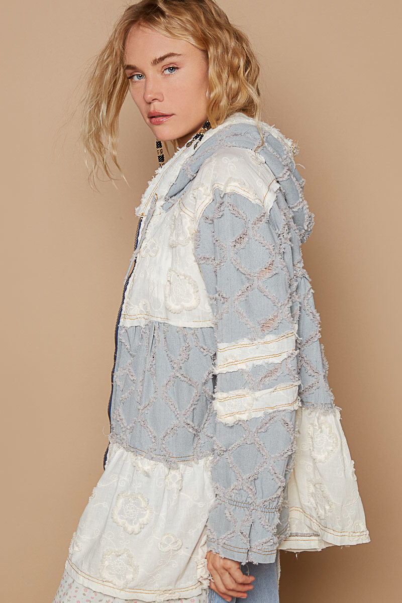 POL Clothing Inc Tiered Ruffle Jacket w/ Hood By: POL