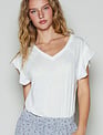 POL Clothing Inc Raw Edge Flutter Sleeve T-Shirt By: POL (2-Colors)