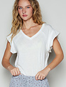 POL Clothing Inc Raw Edge Flutter Sleeve T-Shirt By: POL (2-Colors)