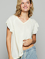 POL Clothing Inc Raw Edge Flutter Sleeve T-Shirt By: POL (2-Colors)