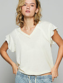 POL Clothing Inc Raw Edge Flutter Sleeve T-Shirt By: POL (2-Colors)
