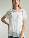 Tempo Paris Lined Embroidered Scallop Edged Top By: Tempo Paris