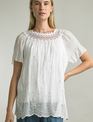Tempo Paris Lined Embroidered Scallop Edged Top By: Tempo Paris