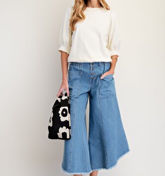 Easel Washed Denim Frayed Edge Jean By: Easel