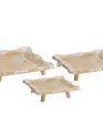 White Distressed Wooden Pedestal Tray