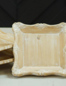 White Distressed Wooden Pedestal Tray