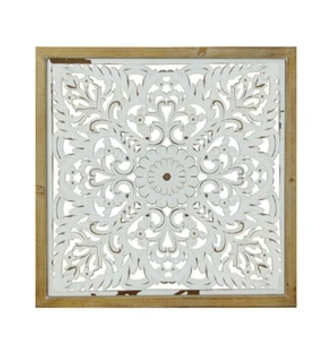 Square White Distressed Medallion Wall Art
