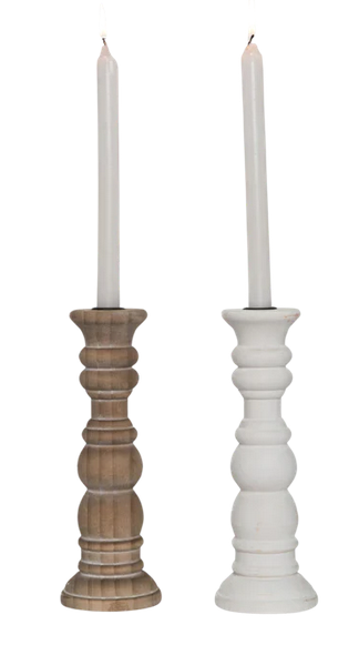 Farmhouse Turned Wood Candle Stick (2-Colors)