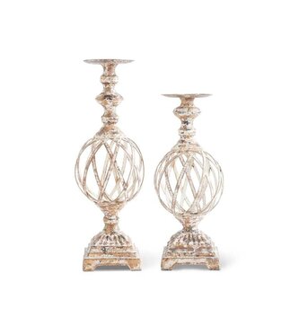 Gold Washed Woven Metal Candlestick (2-Sizes)