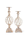 Gold Washed Woven Metal Candlestick (2-Sizes)