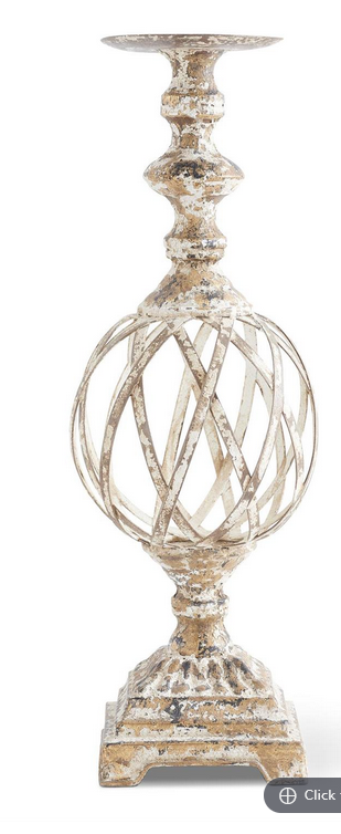 Gold Washed Woven Metal Candlestick (2-Sizes)