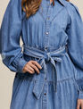 Listicle Denim Snap Button Tiered Maxi Dress By: Listicle