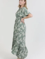 Twist V-Neck Floral Long Dress