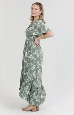 Twist V-Neck Floral Long Dress