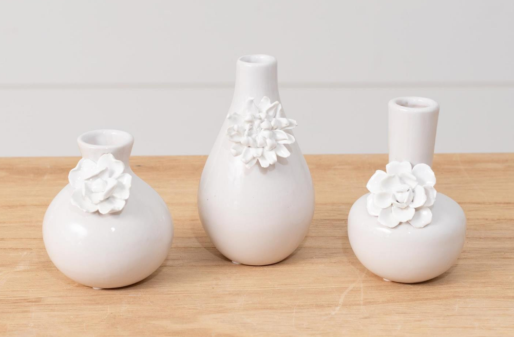 3-D White Mini Floral Vase