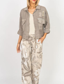 Look Mode Zip Pocket Linen Raw Edge Jacket By: Look Mode