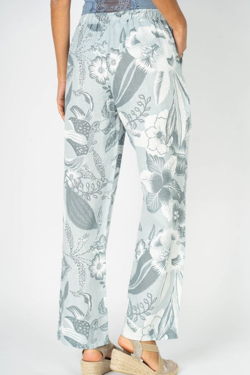 Floral Linen Wide Leg Pant By: Look Mode