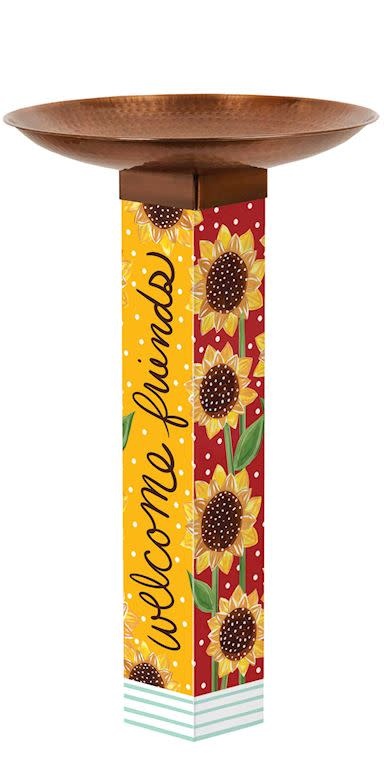 Playful Sunflowers Peace Pole Bird Bath