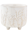 White Floral Footed Vine Container