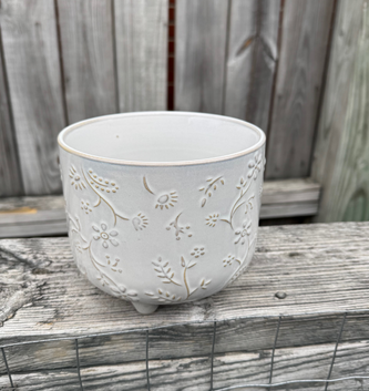 Large White Floral Container
