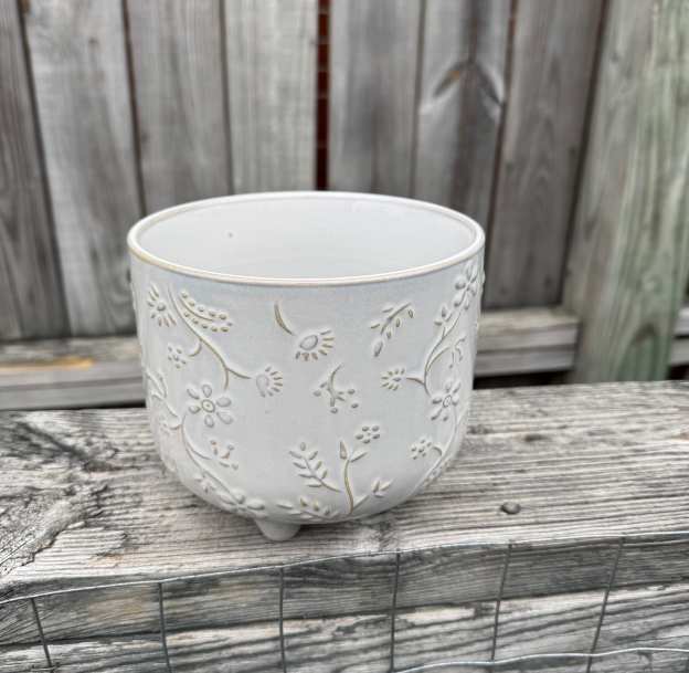 Large White Floral Container