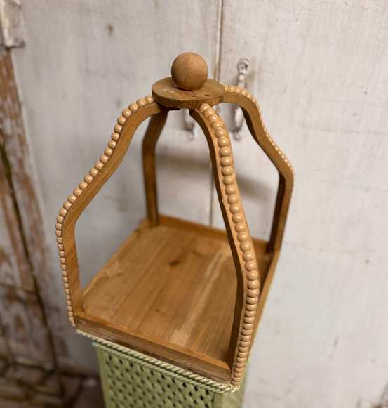Wooden Beaded Open Lantern
