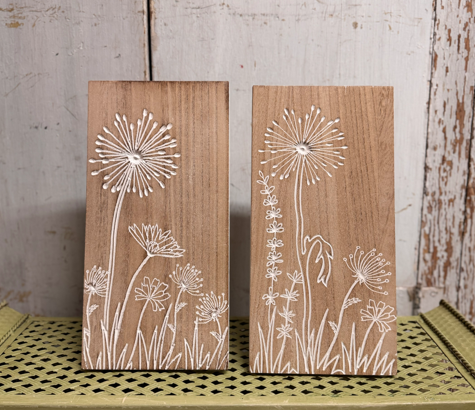Wooden Engraved Dandilion Art