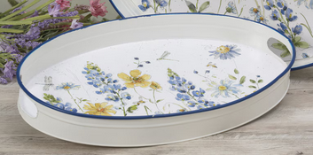 Metal Wildflower Oval Tray