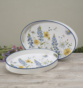 Metal Wildflower Oval Tray (2-Sizes)