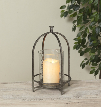 Textured Glass Metal Hurricane (2-Sizes)