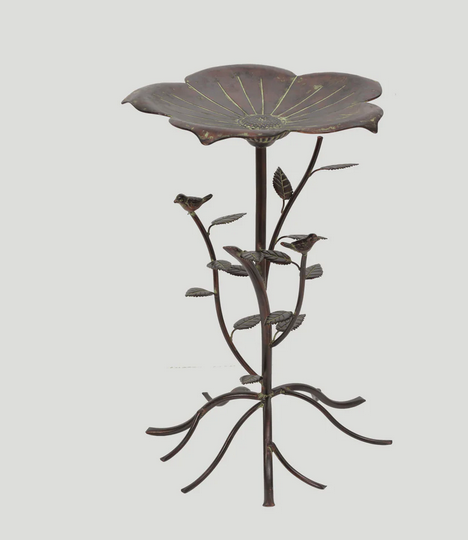 22.5" Copper Finish Metal Flower Bird Bath