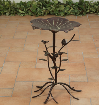 22.5" Copper Finish Metal Flower Bird Bath