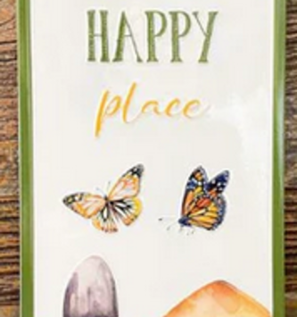 Welcome to Our Happy Place Butterfly Metal Sign