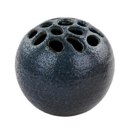 Large Pottery Floral Frog Vase