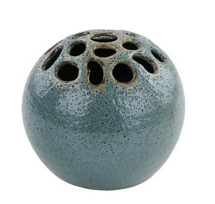 Large Pottery Floral Frog Vase