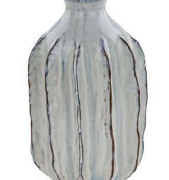 Ivory Ribbed Terra Cotta Vase