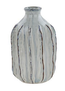 Ivory Ribbed Terra Cotta Vase