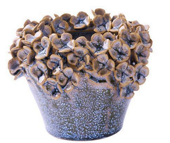 Stoneware Hydrangea Petal Container (2-Sizes 2-Colors)-