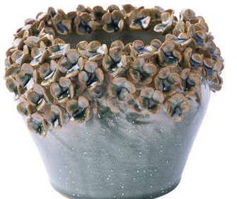 Stoneware Hydrangea Petal Container (2-Sizes 2-Colors)-