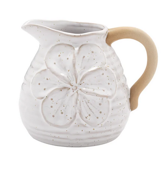 Ceramic White Flower Pitcher (2-Sizes)