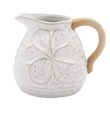 Ceramic White Flower Pitcher (2-Sizes)