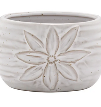 Ceramic White Flower Mini Pot