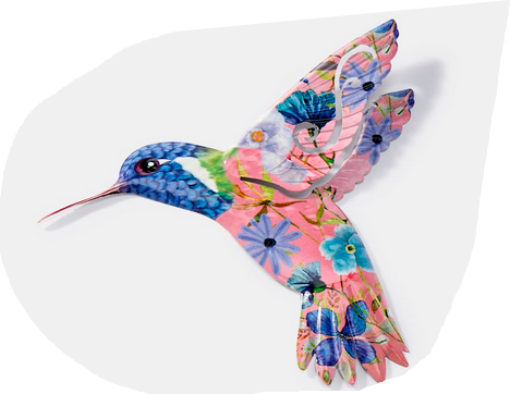 Metal Floral Hummingbird (2-Styles)
