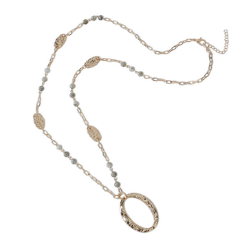 Gold Oval Labradorite Pendant Necklace