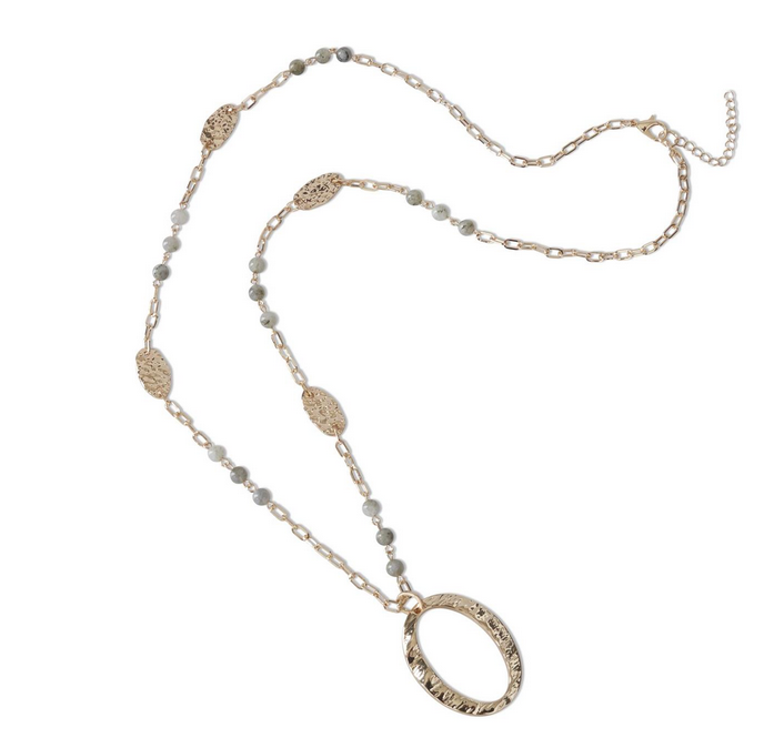 Gold Oval Labradorite Pendant Necklace